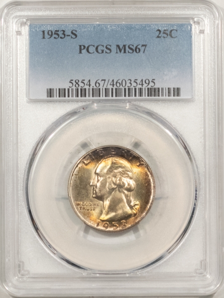 New Certified Coins 1953-S WASHINGTON QUARTER – PCGS MS-67, PRETTY & PREMIUM QUALITY!