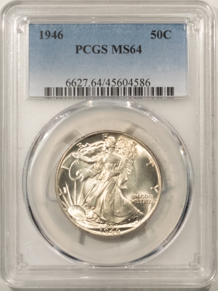 New Certified Coins 1946 WALKING LIBERTY HALF DOLLAR – PCGS MS-64, LOOKS 65+, PREMIUM QUALITY!