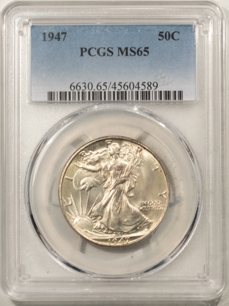 New Certified Coins 1947 WALKING LIBERTY HALF DOLLAR – PCGS MS-65, FRESH & ORIGINAL BUT LUSTROUS!