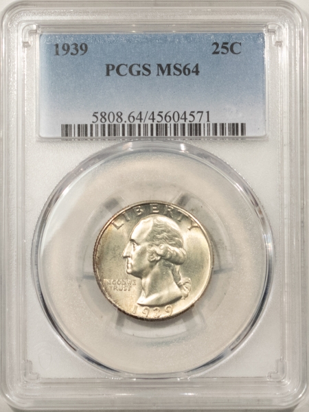 New Certified Coins 1939 WASHINGTON QUARTER – PCGS MS-64, LOOKS MS-65+, PREMIUM QUALITY!