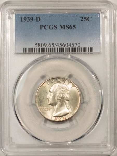 New Certified Coins 1939-D WASHINGTON QUARTER – PCGS MS-65 ORIGINAL WHITE GEM!