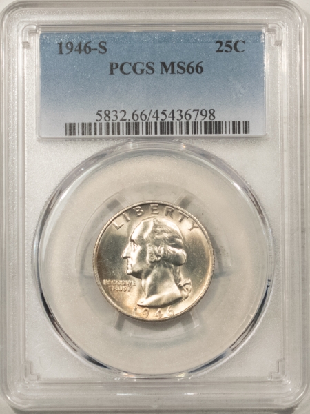 New Certified Coins 1946-S WASHINGTON QUARTER – PCGS MS-66, LOOKS 67! PREMIUM QUALITY!
