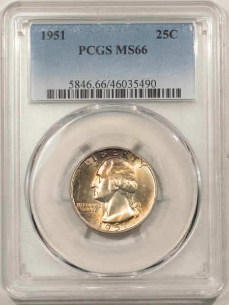 New Certified Coins 1951 WASHINGTON QUARTER – PCGS MS-66, 67 QUALITY, GORGEOUS!