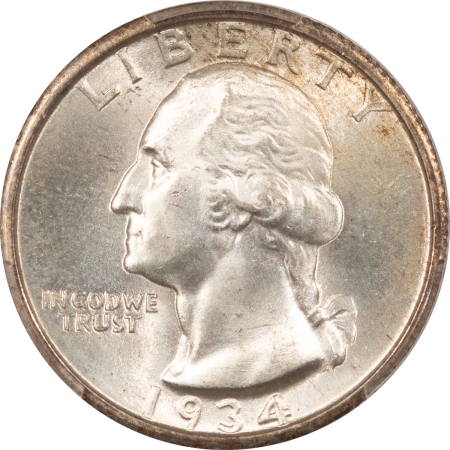 New Certified Coins 1934 WASHINGTON QUARTER, MEDIUM MOTTO – PCGS MS-65, FRESH ORIGINAL WHITE GEM!