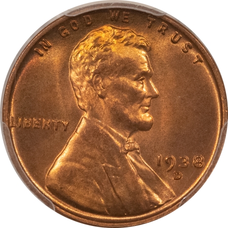 Lincoln Cents (Wheat) 1938-D LINCOLN CENT – PCGS MS-67 RD, REALLY PRETTY SUPERB!