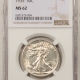 New Certified Coins 1942 WALKING LIBERTY HALF DOLLAR – NGC AU-58, LOOKS BRILLIANT UNCIRCULATED!