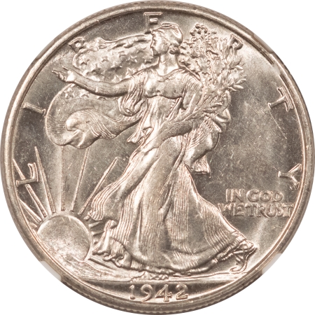 New Certified Coins 1942-D WALKING LIBERTY HALF DOLLAR – NGC AU-58, LOOKS BRILLIANT UNCIRCULATED!