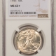New Certified Coins 1945 WALKING LIBERTY HALF DOLLAR – NGC MS-61, WHITE! LOOKS CHOICE!