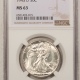 New Certified Coins 1947 WALKING LIBERTY HALF DOLLAR – NGC MS-62, WHITE, CHOICE!