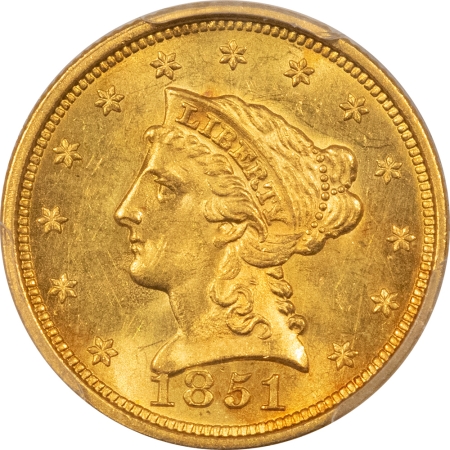 $2.50 1851 $2.50 LIBERTY HEAD GOLD – PCGS MS-63, FRESH & LUSTROUS!