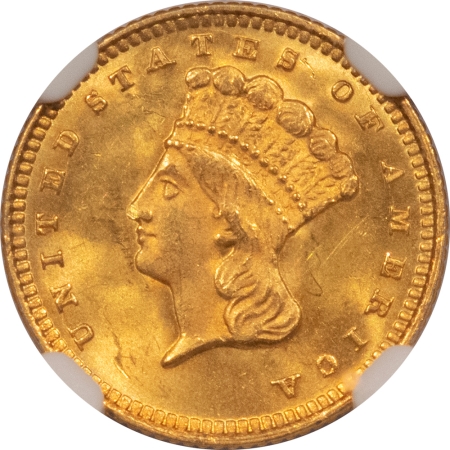 $1 1873 TYPE 3 LIBERTY GOLD DOLLAR, OPEN 3 – NGC MS-63, FLASHY & PREMIUM QUALITY!