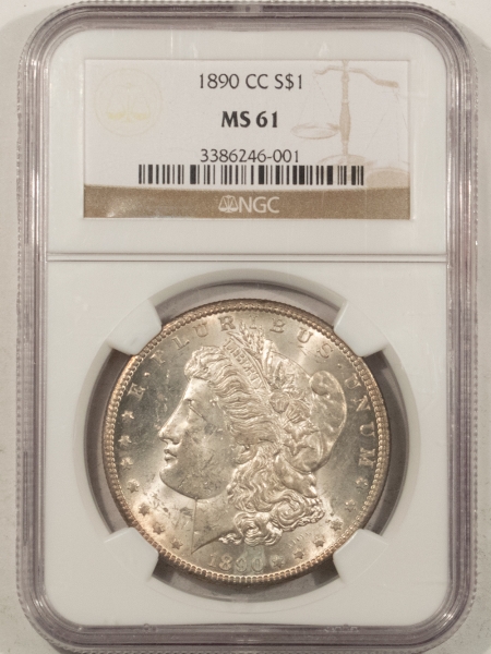 Morgan Dollars 1890-CC MORGAN DOLLAR – NGC MS-61, FRESH WHITE, REAL BU!