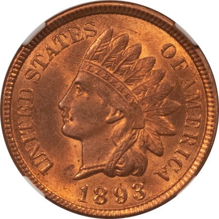 Indian 1893 INDIAN CENT – NGC MS-64+ RB, FLASHY & LOOKS FULL RED, PQ!