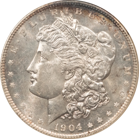 Dollars 1904 MORGAN DOLLAR – ANACS MS-63, WHITE & CHOICE! OLD WHITE HOLDER