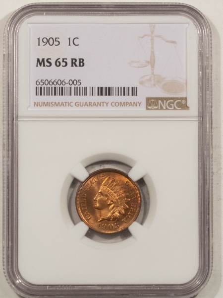 Indian 1905 INDIAN CENT – NGC MS-65 RB, PQ GEM & LOOKS FULL RED!