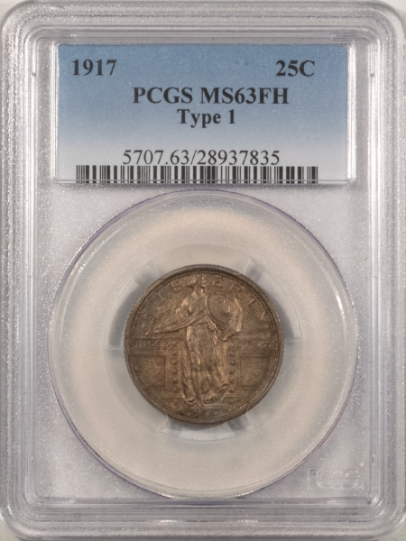 New Certified Coins 1917 STANDING LIBERTY QUARTER, TYPE I – PCGS MS-63 FH, ORIGINAL!