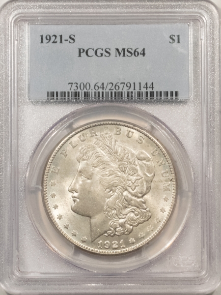 Dollars 1921-S MORGAN DOLLAR – PCGS MS-64, ORIGINAL & WHITE!
