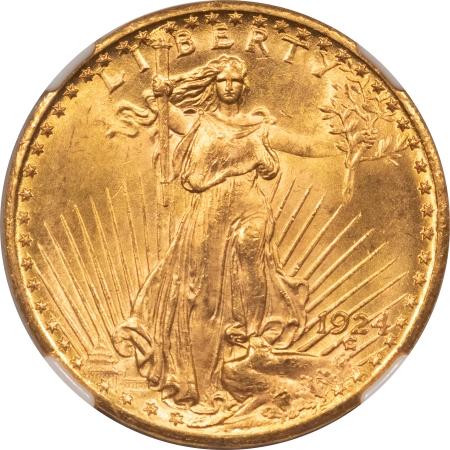 $20 1924 $20 ST GAUDENS GOLD – NGC MS-65, FLASHY GEM!