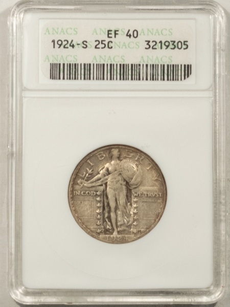 New Certified Coins 1924-S STANDING LIBERTY QUARTER – ANACS EF-40, NICE, HONEST CIRC COIN!