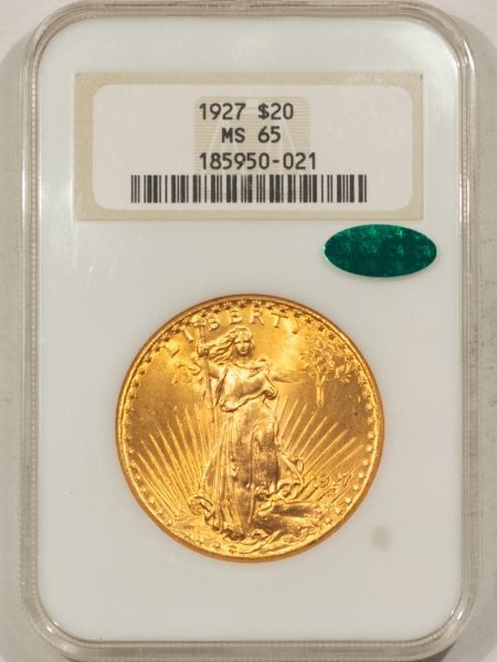 $20 1927 $20 ST GAUDEN’S GOLD NGC MS-65 CAC APPROVED PQ++ FATTIE HOLDER!