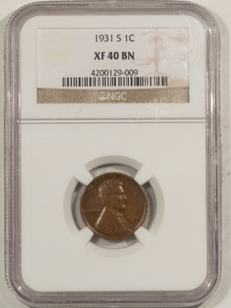 Lincoln Cents (Wheat) 1931-S LINCOLN CENT – NGC XF-40 BN, KEY-DATE!