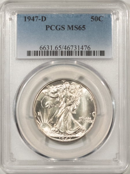 New Certified Coins 1947-D WALKING LIBERTY HALF DOLLAR – PCGS MS-65, BLAZING WHITE!
