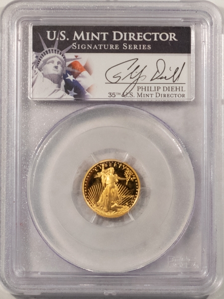 American Gold Eagles, Buffaloes, & Liberty Series 1990-P $5 1/10 OZ PROOF AMERCIAN GOLD EAGLE – PCGS PR-69 DCAM, PHILIP DIEHL SIG