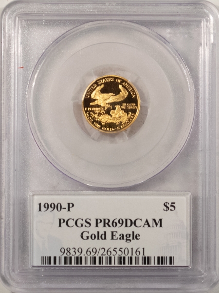 American Gold Eagles, Buffaloes, & Liberty Series 1990-P $5 1/10 OZ PROOF AMERCIAN GOLD EAGLE – PCGS PR-69 DCAM, PHILIP DIEHL SIG