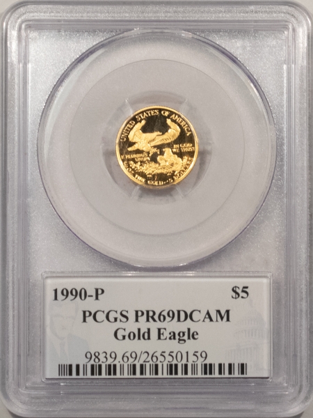 American Gold Eagles, Buffaloes, & Liberty Series 1990-P $5 1/10 OZ PROOF AMERCIAN GOLD EAGLE – PCGS PR-69 DCAM PHILIP DIEHL LABEL