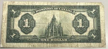 New Store Items 1923 DOMINION OF CANADA $1, MoCAVOUR-SAUNDERS, BRONZE SEAL #DC-25e, VG-F, NICK
