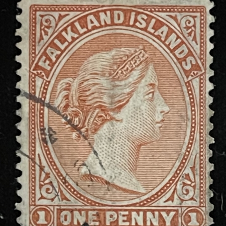 Stamps & Philatelic Items FALKLAND ISLANDS, SCOTT #5 1882 1 PENNY, USED, TONED PERF, CREASED-CAT $235+