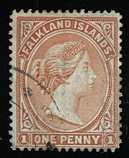 Stamps & Philatelic Items FALKLAND ISLANDS, SCOTT #5 1882 1 PENNY, USED, TONED PERF, CREASED-CAT $235+