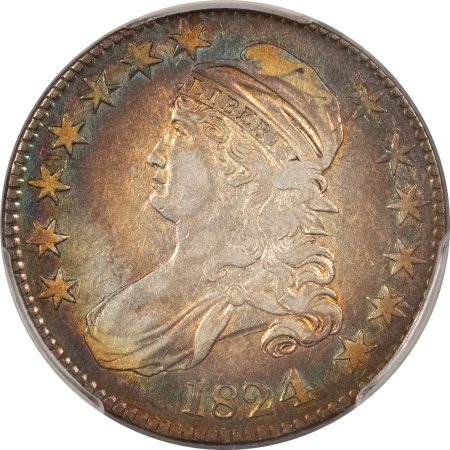 Early Halves 1824/4 CAPPED BUST HALF DOLLAR, OVERTON 109 – PCGS XF-40, GORGEOUS COLOR!