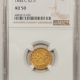 $1 1856 SLANTED 5 TY 3 $1 GOLD DOLLAR, MINT ERROR – NGC AU-55, OBV STRUCK THRU!