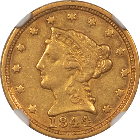 $2.50 1844-C $2.50 LIBERTY HEAD GOLD – NGC AU-50, FRESH & ORIGINAL! CHARLOTTE GOLD!