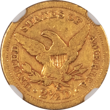 $2.50 1865-S $2.50 LIBERTY HEAD GOLD – NGC VF-30, RARE DATE!