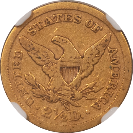$2.50 1868-S $2.50 LIBERTY GOLD – NGC VF-30, TOUGHER DATE, LOW MINTAGE!