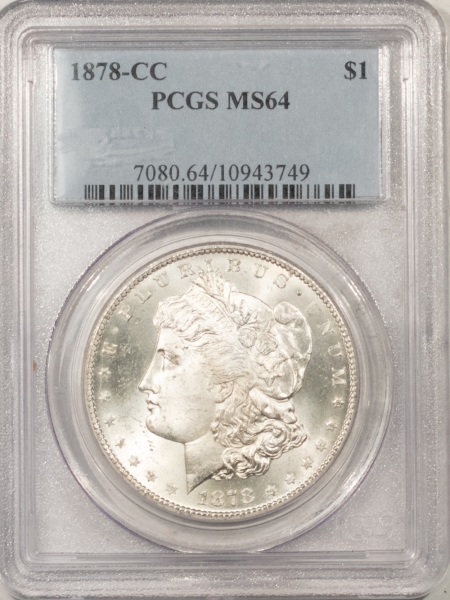 Morgan Dollars 1878-CC MORGAN DOLLAR – PCGS MS-64, BLAST WHITE! CARSON CITY