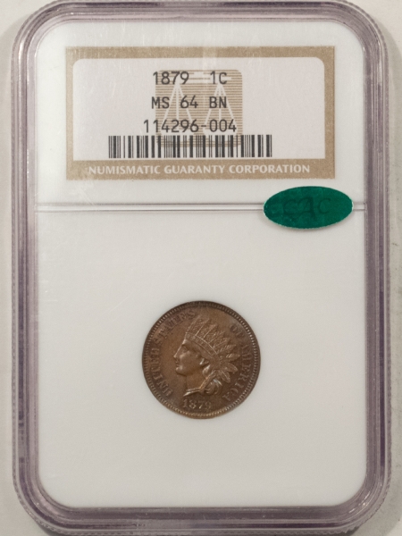 CAC Approved Coins 1879 INDIAN CENT – NGC MS-64 BN, GORGEOUS & PREMIUM QUALITY, CAC APPROVED!