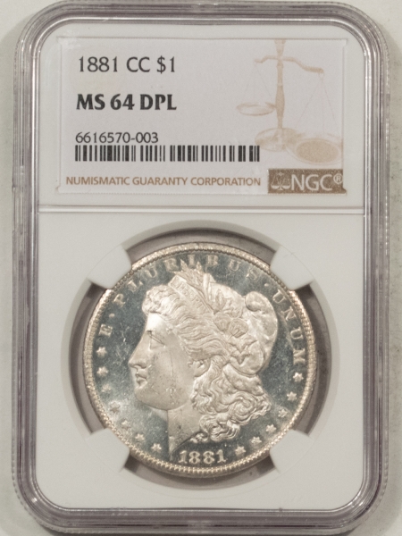 Morgan Dollars 1881-CC MORGAN DOLLAR – NGC MC-64 DPL, BLACK & WHITE, ULTRA DEEP CARSON CITY!