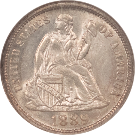 Liberty Seated Dimes 1889 SEATED LIBERTY DIME – NGC MS-64, FRESH ORIGINAL & NICE!