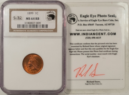 Indian 1899 INDIAN CENT – NGC MS-64 RB, LUSTROUS & PRETTY EAGLE EYE CERT!