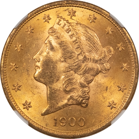 $20 1900 1/1 $20 LIBERTY GOLD, VP-001 – NGC MS-63, RECUT 1, SCARCE!
