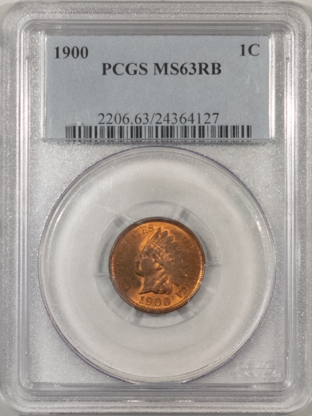 Indian 1900 INDIAN CENT – PCGS MS-63 RB, FLASHY & LUSTROUS