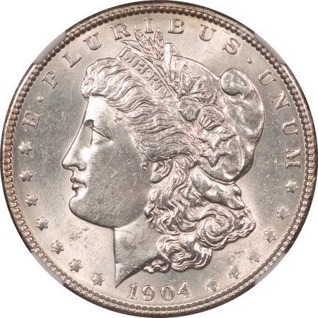 Morgan Dollars 1904 MORGAN DOLLAR – NGC MS-62, MARKFREE & PREMIUM QUALITY!