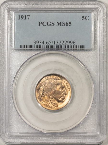 Buffalo Nickels 1917 BUFFALO NICKEL – PCGS MS-65 PREMIUM QUALITY! GEM!