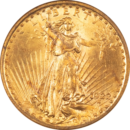 $20 1922 $20 ST GAUDENS GOLD – NGC MS-63, CHOICE & LUSTROUS!