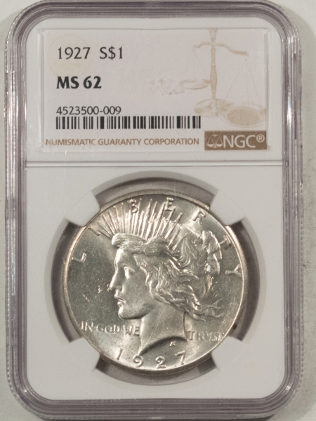 New Certified Coins 1927 PEACE DOLLAR – NGC MS-62 FLASHY WHITE!