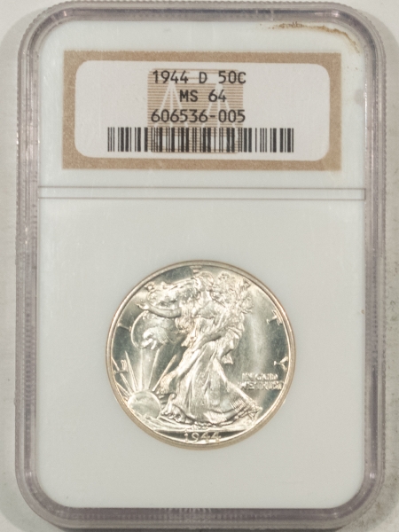 New Certified Coins 1944-D WALKING LIBERTY HALF DOLLAR – NGC MS-64, BLAST WHITE