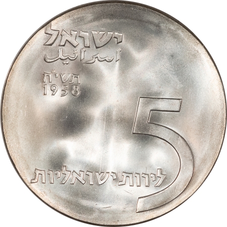 New Certified Coins 1958 ISRAEL 5 LIROT PCGS MS-66 DANNY KAYE 325/363 RARE PCGS GREEN REGENCY HOLDER
